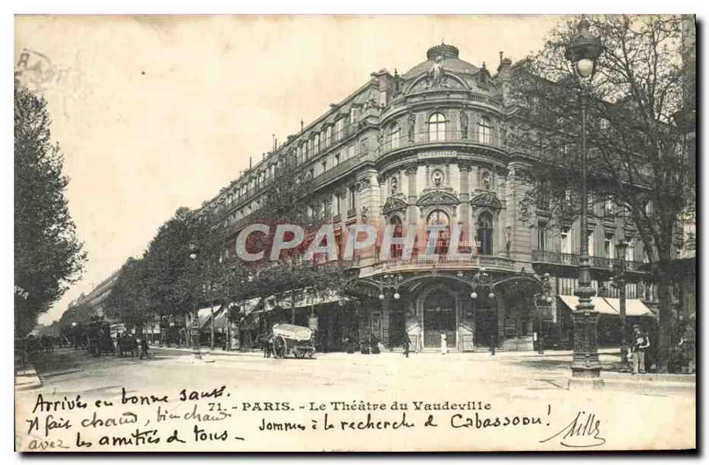 Paris - O Teatro do Vaudeville — editor J. Sills, n°71 - Frente