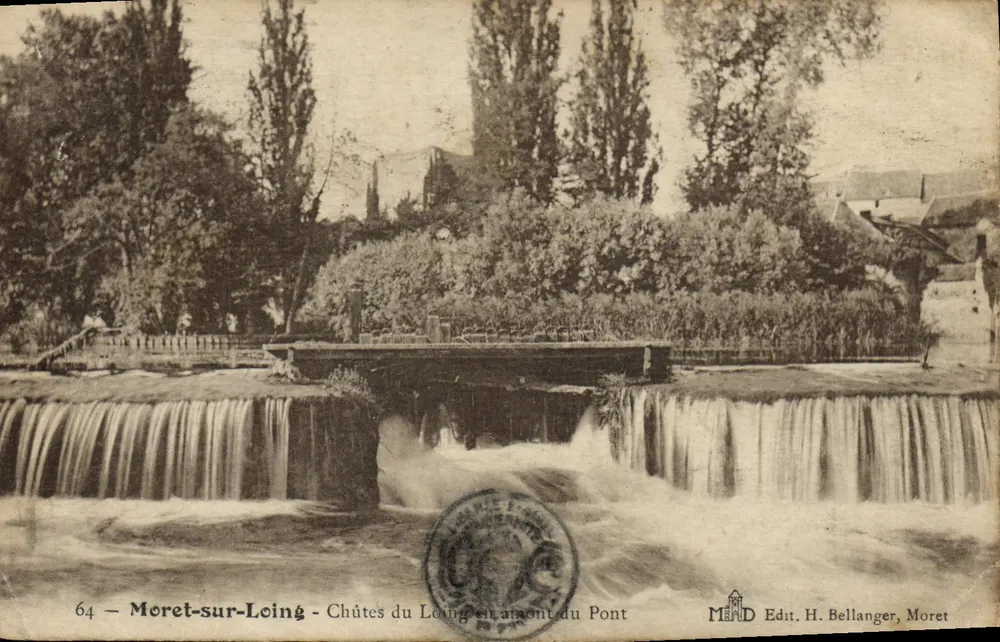 Moret-sur-Loing — Wasserfälle des Loing oberhalb der Brücke — Edit. H. Bellanger, Moret - Vorderseite