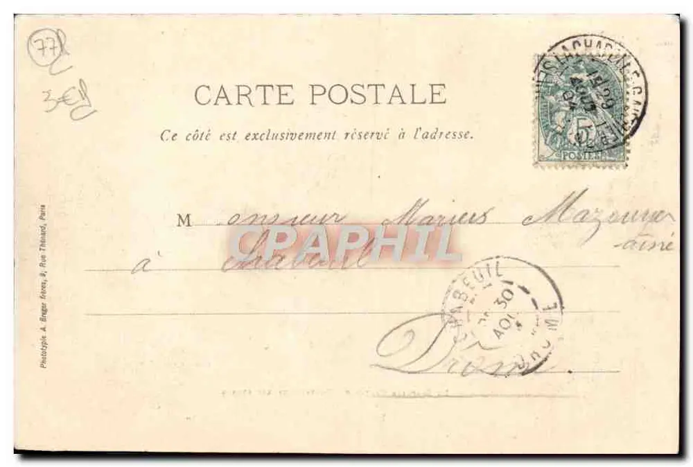La Chapelle-Gauthier - Villefermoy, Les Étangs — Phototypie A. Bagger & Fils, Thionville - Rückseite