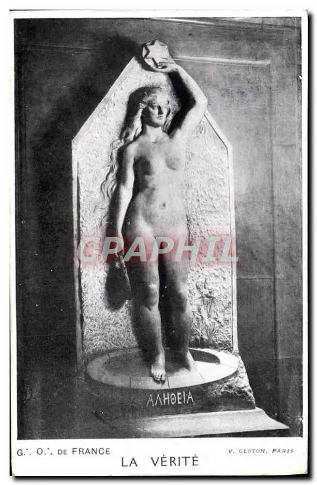 Die Wahrheit — nackte Statue mit Stern — V. Gloton, Paris - Vorderseite