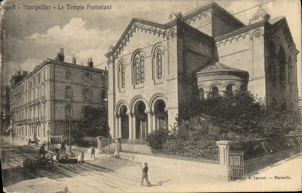 Montpellier - Le Temple Protestant — éditeur E. Lacour, Marseille, n° 1908 - Frente