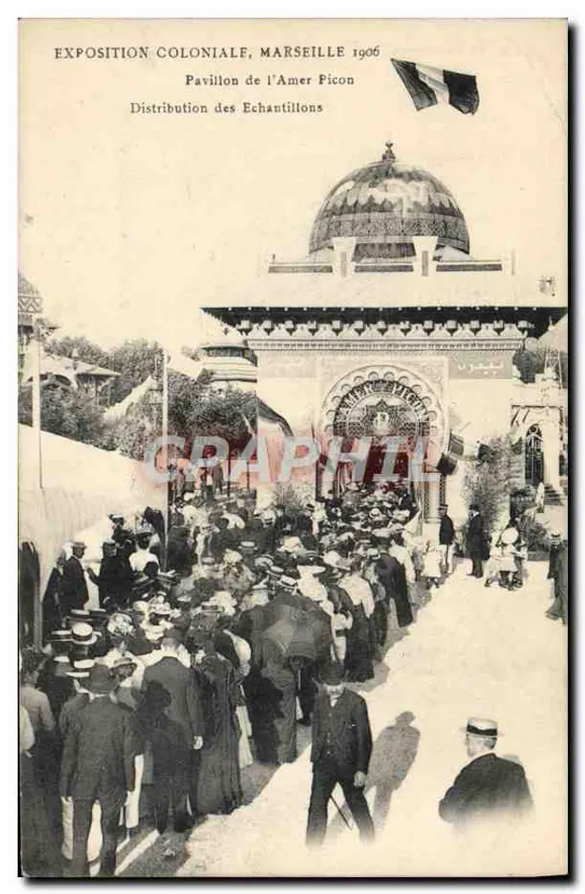Kolonialausstellung, Marseille 1906 — Pavillon des Amer Picon — Probenverteilung - Vorderseite
