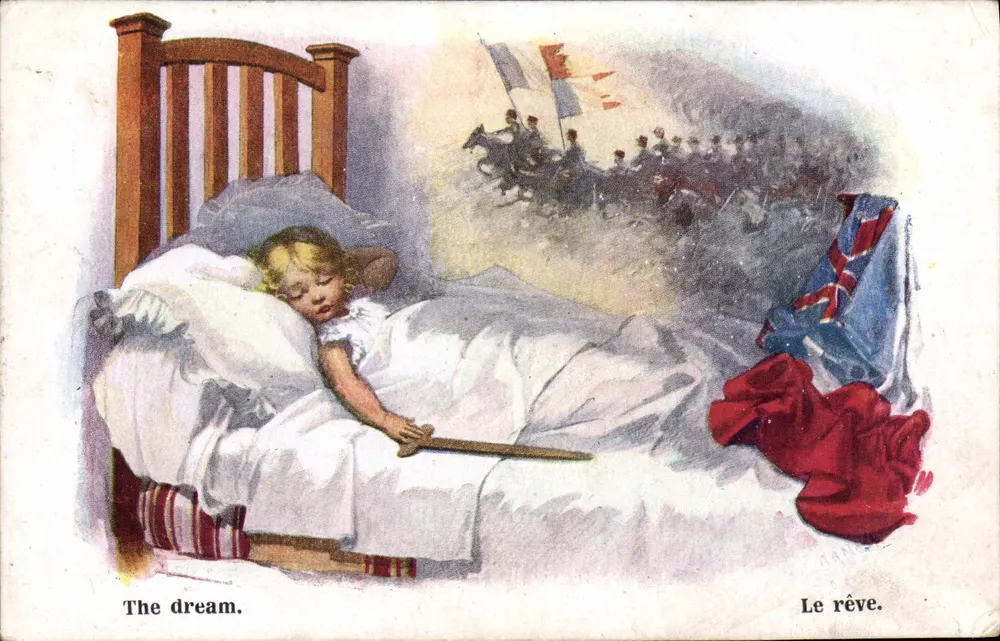 Slaapende jongen — oorlogssleep — Inter-Art Co. Red Lion Square, Londen, serie TWO-NINE-THREE, n°2100 - Voorkant