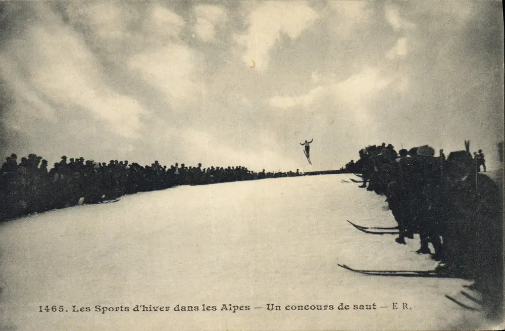 Winter-Sport in den Alpen — Ein Sprungwettbewerb — E.R. - Vorderseite