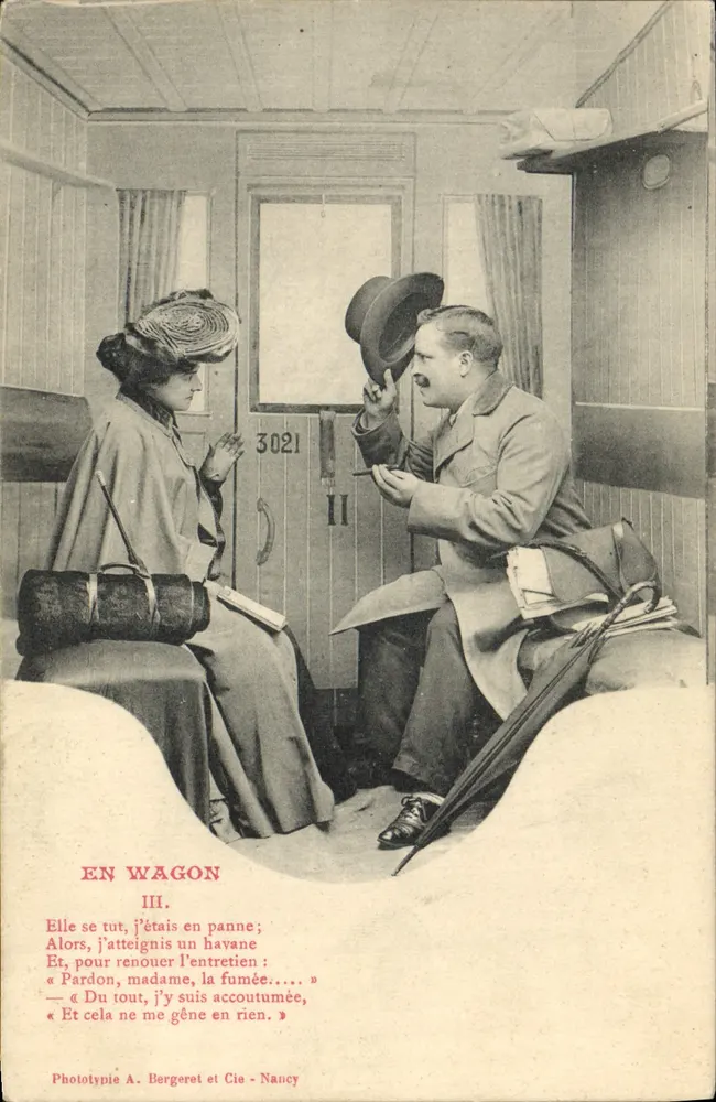 Im Wagen — Szene eines Gesprächs — Phototypie A. Bergeret et Cie - Nancy - Vorderseite