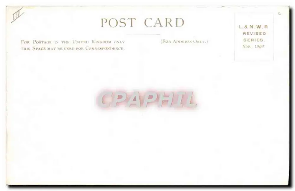 Salões da Rainha Vitória — London & North Western Railway Company — Série revisada 1904 - Verso