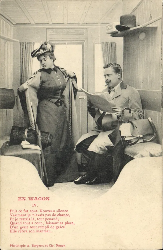 In einem Zugwagen — Gedicht von Paul Verlaine — Phototypie A. Bergeret et Cie, Nancy - Vorderseite