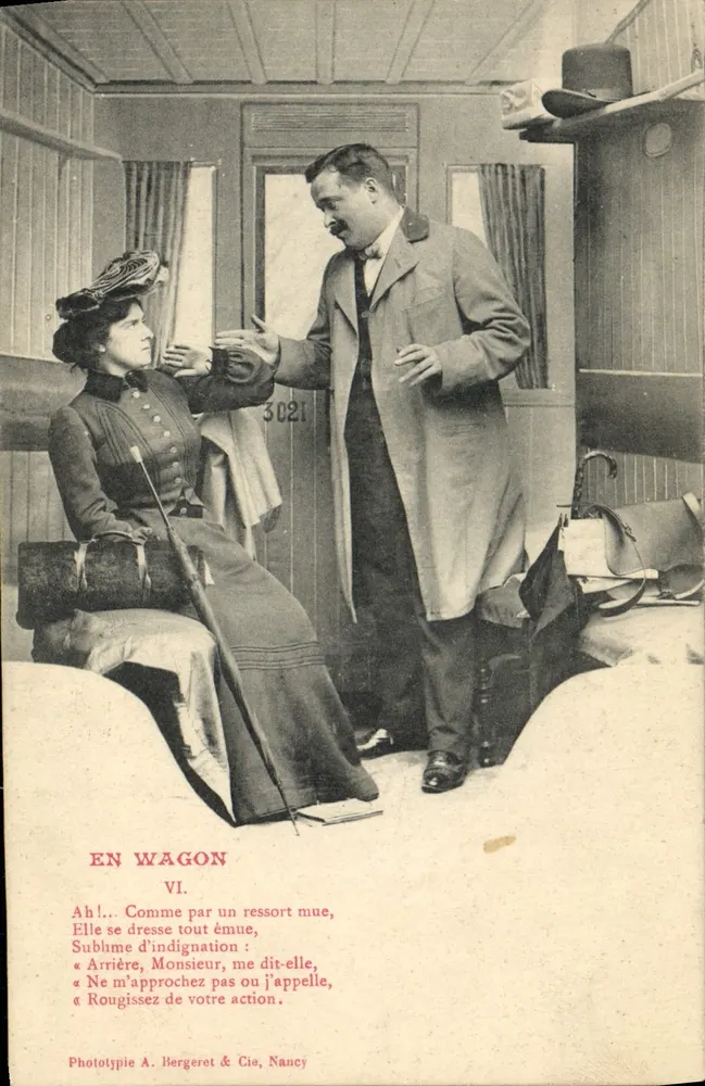 Im Wagen — Szene einer Auseinandersetzung — Phototypie A. Bergeret & Cie, Nancy - Vorderseite
