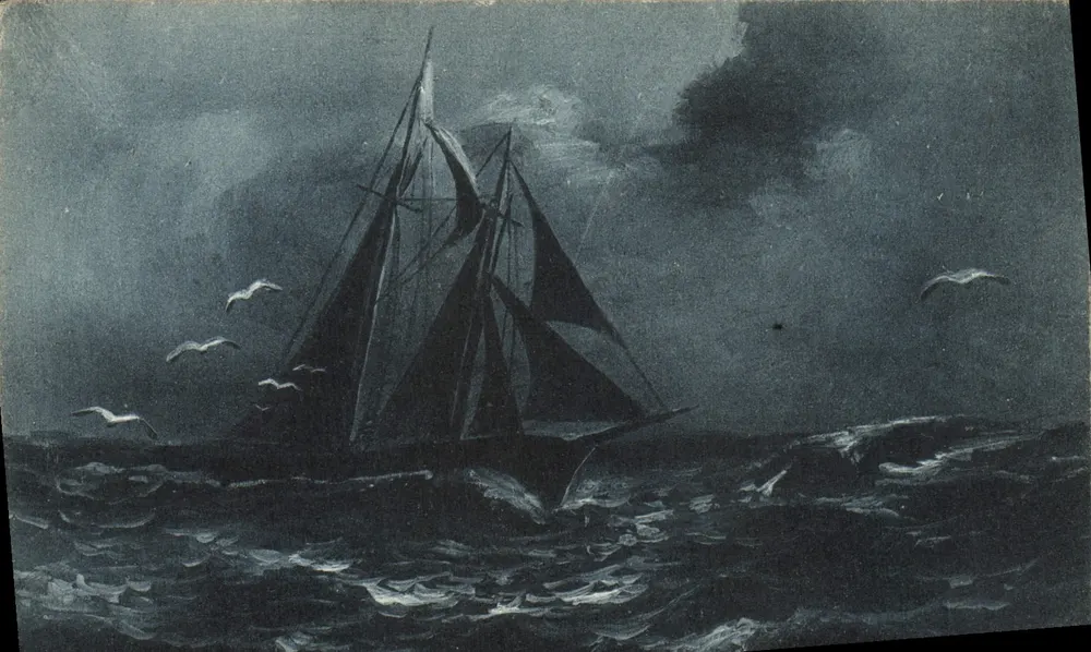 Navio a vela no mar agitado — Concessionário F. Ghio - Paris - Frente