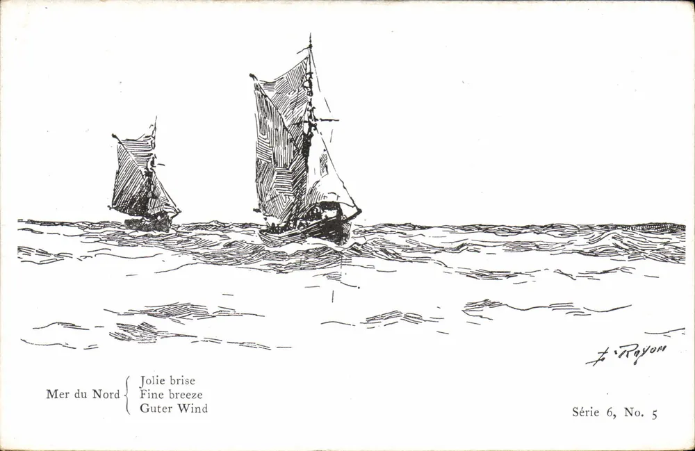 Nordsee — Zwei Segelschiffe auf See — F. Rayon, Serie 6, Nr. 5 - Vorderseite