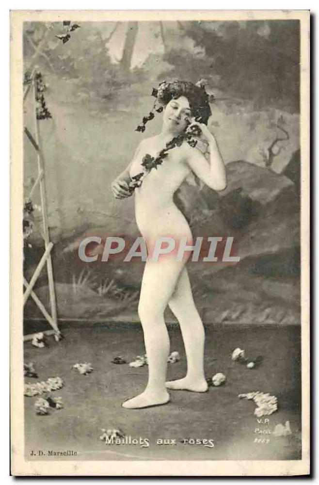 Nackte Frau mit Rosenkrone — Rosen-Badeanzüge — J. D. Marseille - Vorderseite
