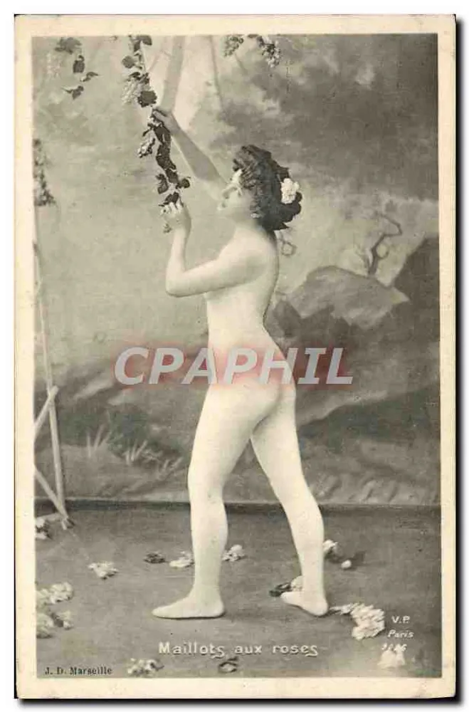 Nua com rosas — cena teatral — J. D. Marseille, n° 346 - Frente