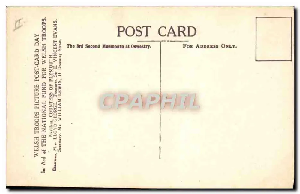 Gwardia walcząca — paradę na chodniku — wydawca: Welsh Troops Picture Post Card Fund - Rewers
