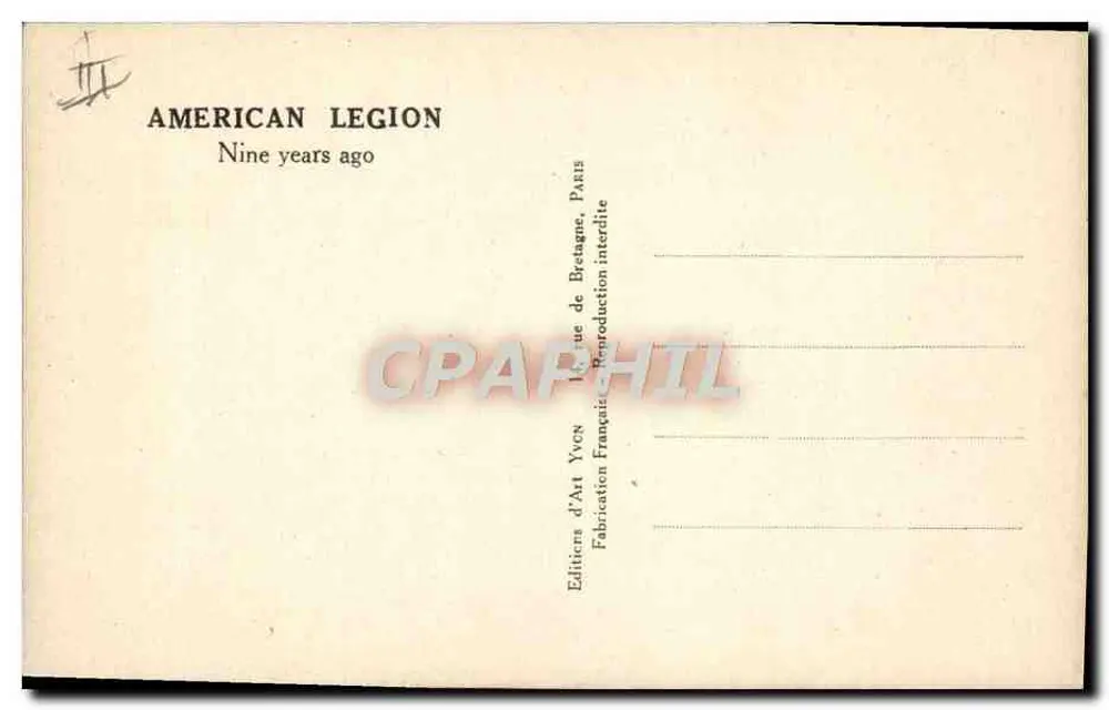 Feier der American Legion — Paris — Künstlerverlag Yvon, Paris - Rückseite