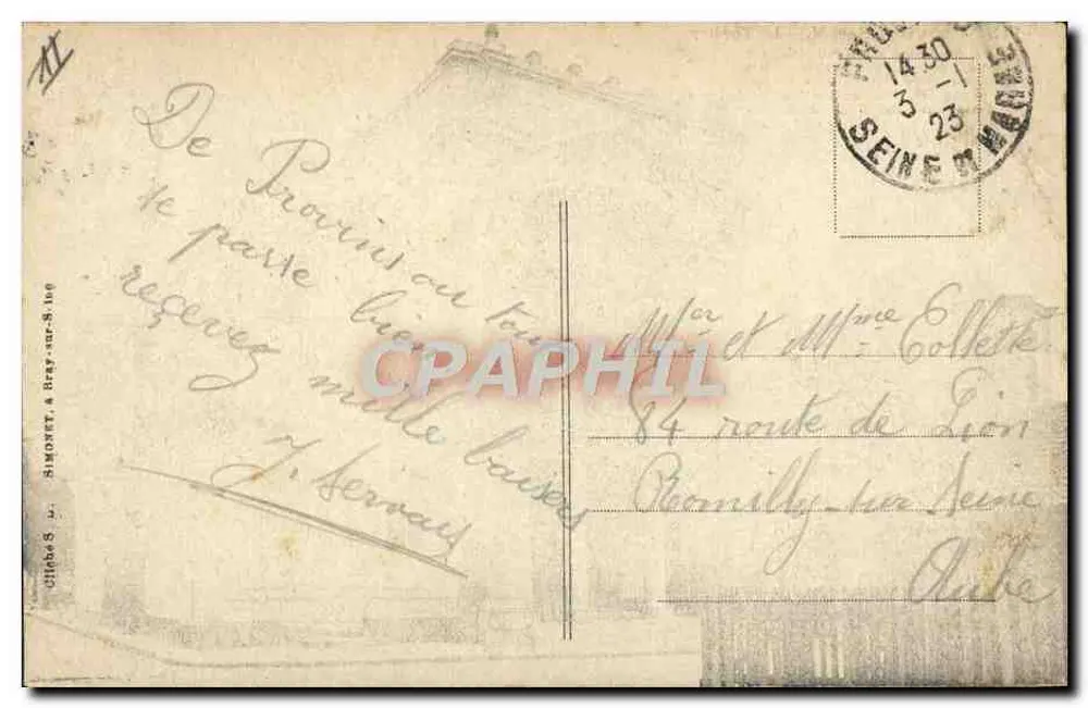 Provins (S.-et-M.) — O Teatro — Editor: Clichés S. Simonet & Ray-sur-Seine, n°113 - Verso