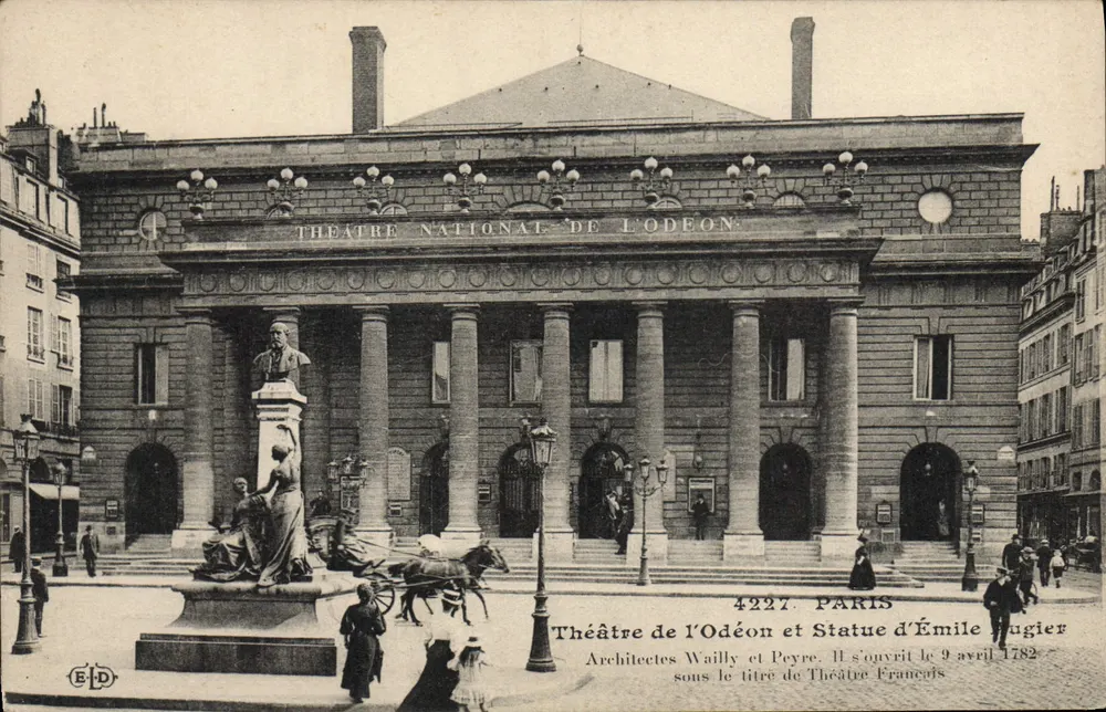 Nationaltheater des Odéon — Statue von Émile Augier — Verlag ELD, Nr. 4227 - Vorderseite
