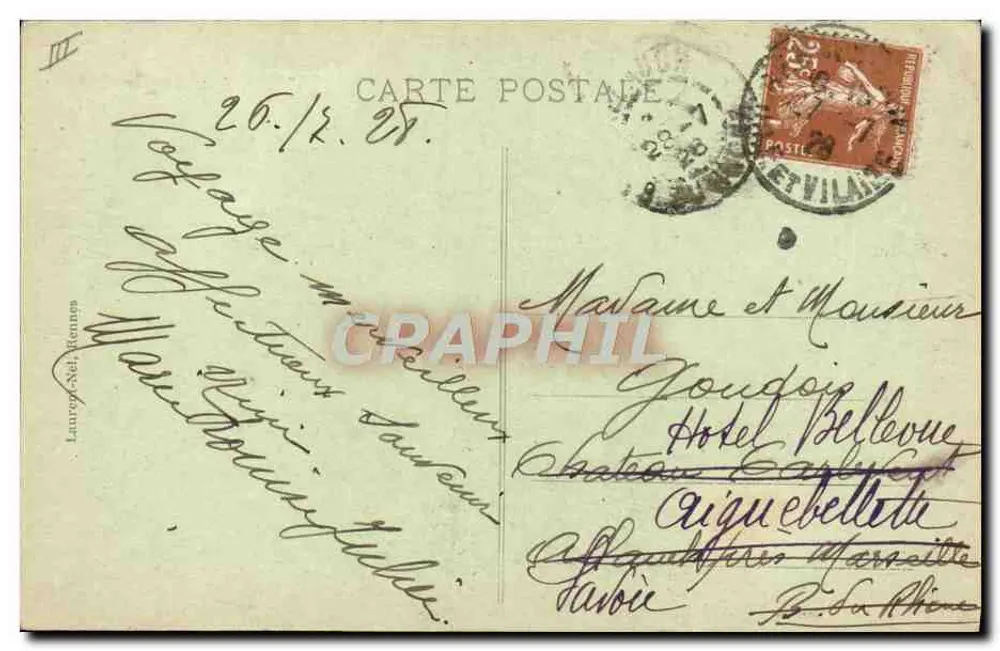 Rennes - Le Théâtre — éditeur DELUZY, n° 4431 - Verso