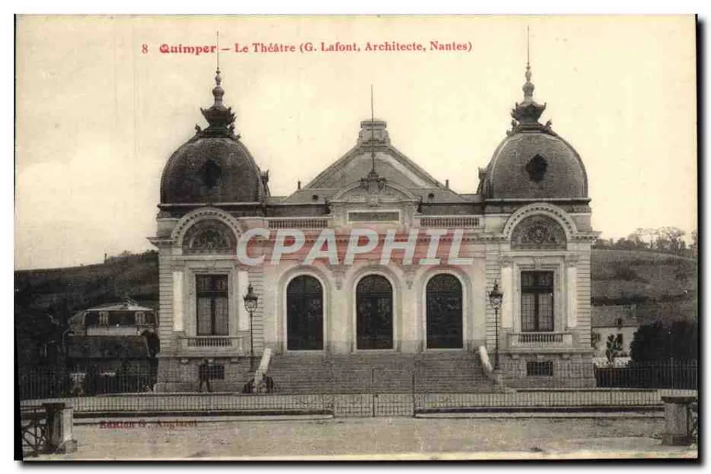 Quimper — A Vista do Teatro (G. Lafont, Arquiteto, Nantes) — Edição G. Anglaret - Frente
