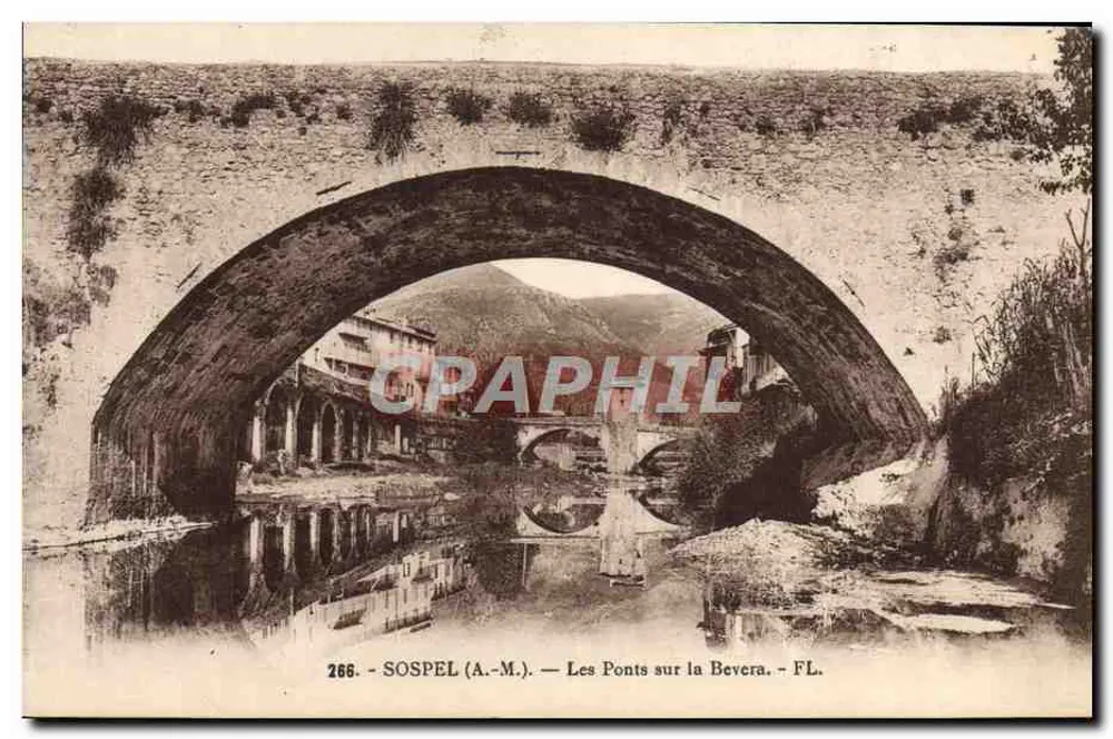 Sospel (A.-M.) — De Bruggen over de Bevera — Uitgever FL, n° 266 - Voorkant