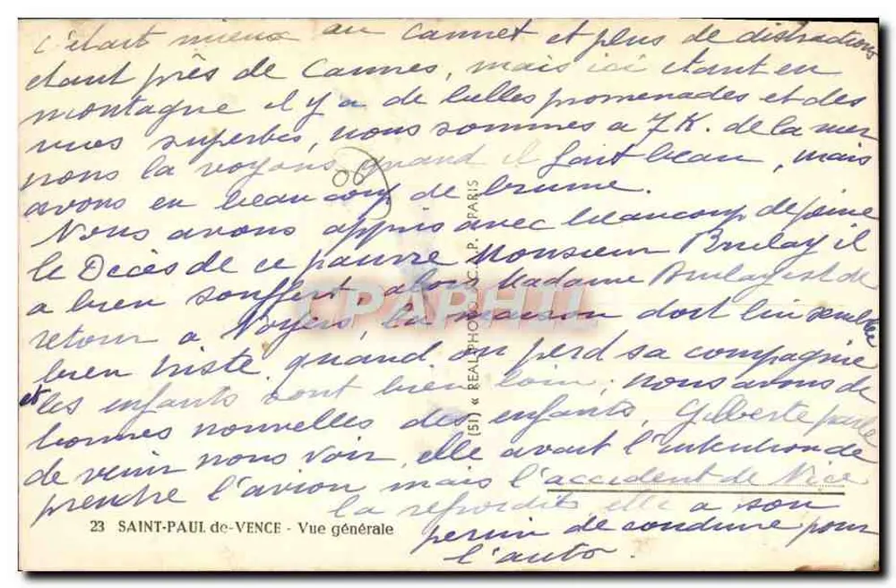 Saint-Paul-de-Vence — Vista geral — editor C. P. P. Paris - Verso