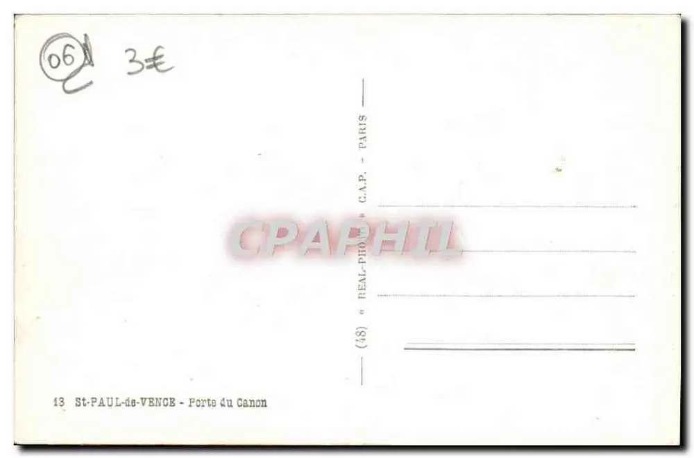 San Pablo de Vence — Puerta del Canon — editor Real-Photo Paris - Reverso