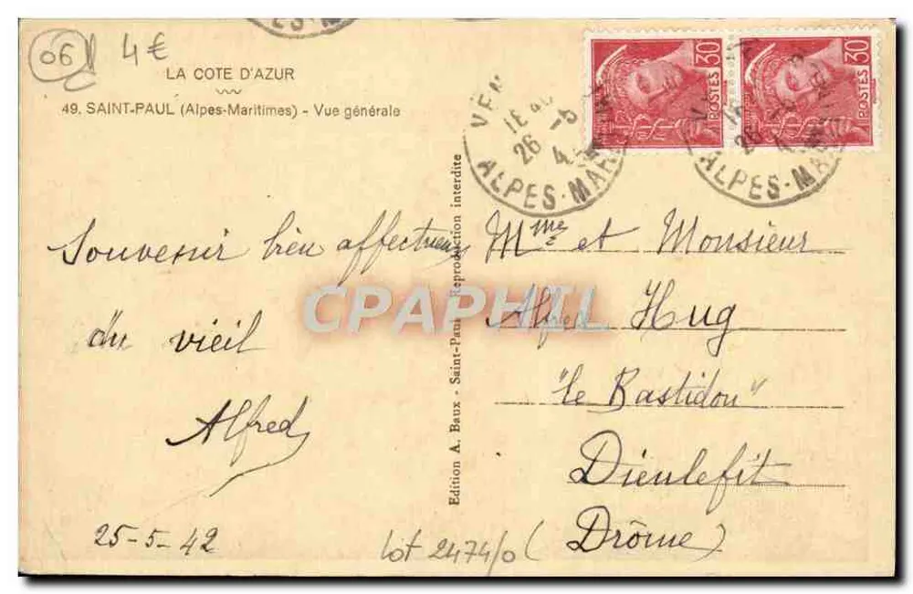 Baux - Ogólny widok — Wydawnictwo A. Baux, nr 49 - Rewers