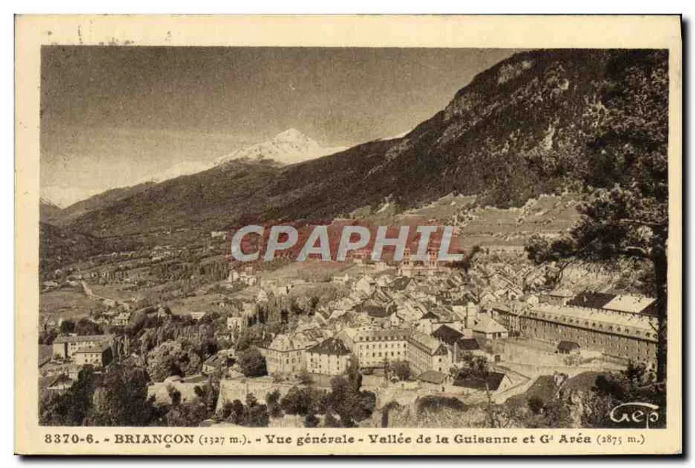 Briançon (1327 m.) — Allgemeiner Blick — Tal der Guissanne und G! Aréa (2875 m.) — Verlag Géo, Nr. 8370-6 - Vorderseite