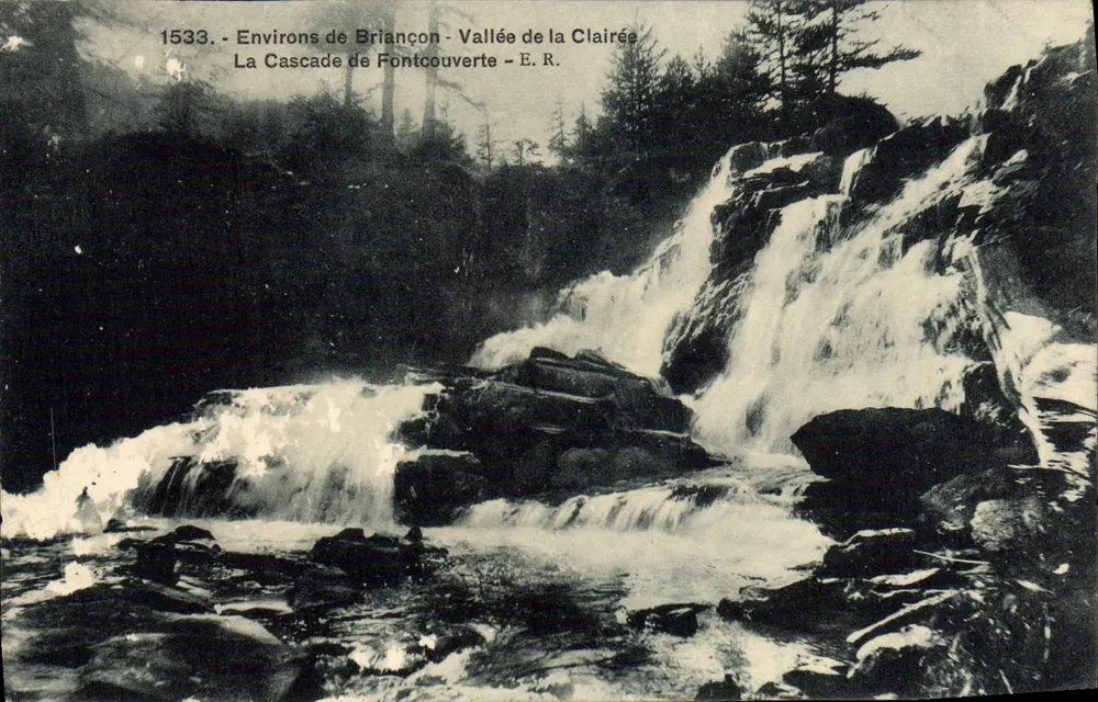 Cascada de Fontcouverte — Alrededores de Briançon — Valle de la Clairée — E.R. — n° 1533 - Anverso