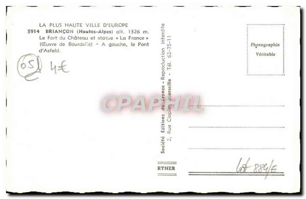 Briançon — Die höchste Stadt Europas — Société Éditions de France - Rückseite