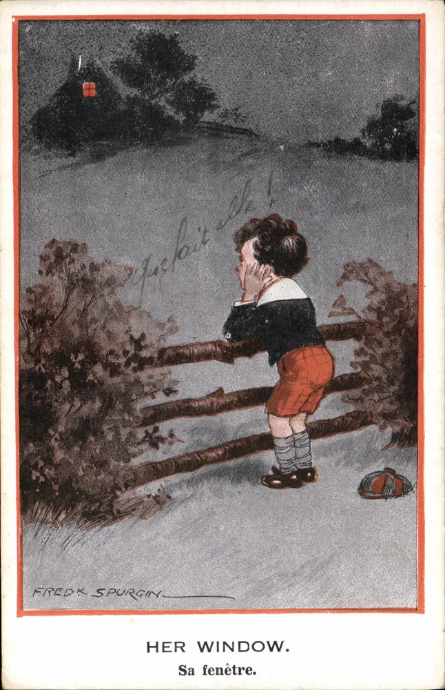 Kind, der aus einem Fenster blickt — Fredk Spurgin — Inter-Art Co. 'English Kids' Serie Nr. 2116 - Vorderseite