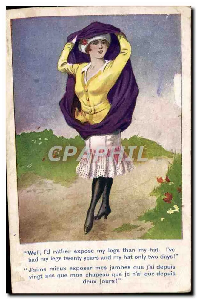 Frau in Gelb — Straßenszene — Verlag 'Bath & Co. Ltd., London, S.W.' - Vorderseite