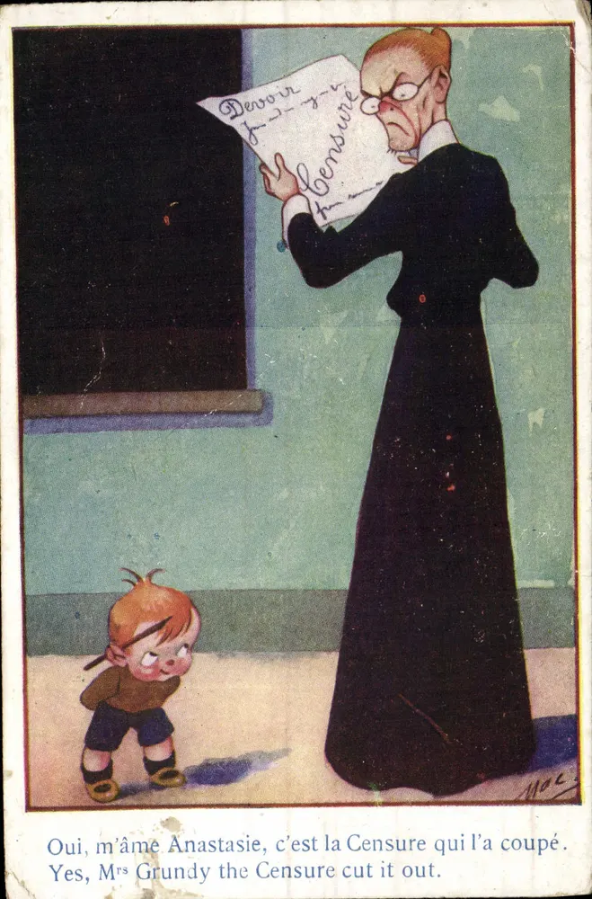 Mlle Anastasie et la Censure — caricature d'école — éditeur Lafayette, série N° 084 - Vorderseite