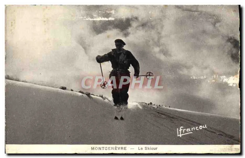 Montgenèvre — Der Skifahrer — F. Francou - Vorderseite