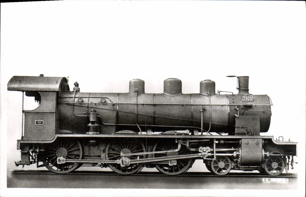 Locomotiva com superaquecedor Schmidt — série 3501-3536 — Edições F. Fleury - Frente