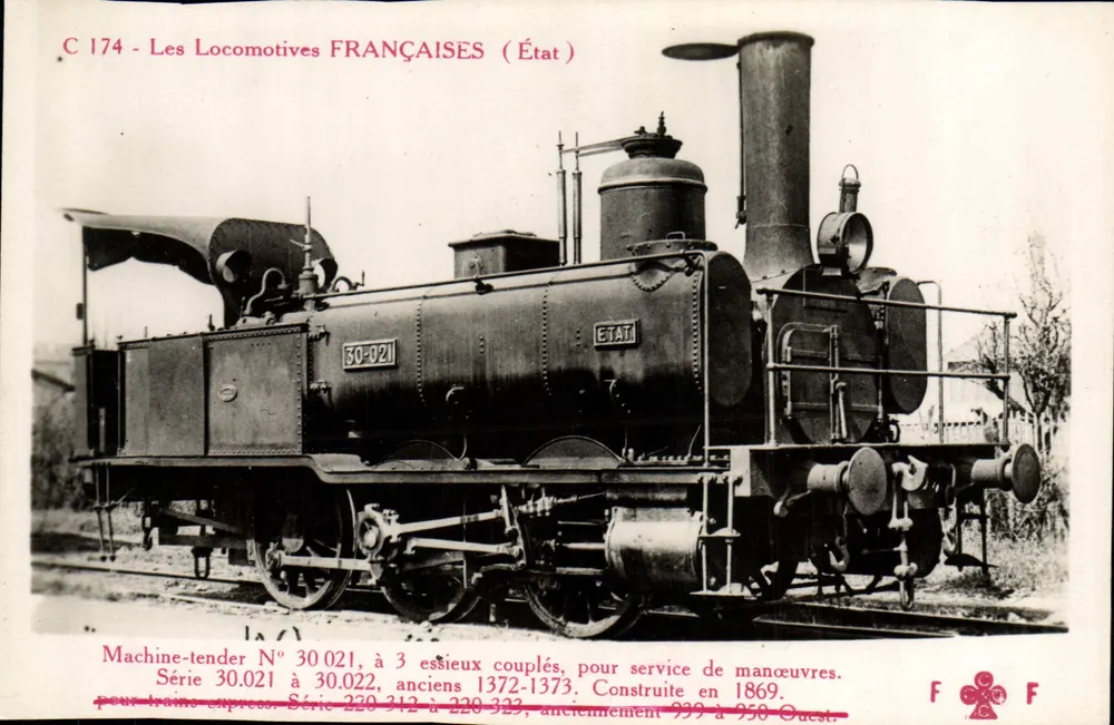 Locomotiva francesa — Máquina-tendente N° 30.021 — Estado - Frente