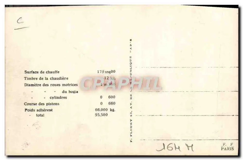 Máquina-tendente N° 42-909 — Série antiga T 14 — Sociedade Hanomag, Hanover - Verso
