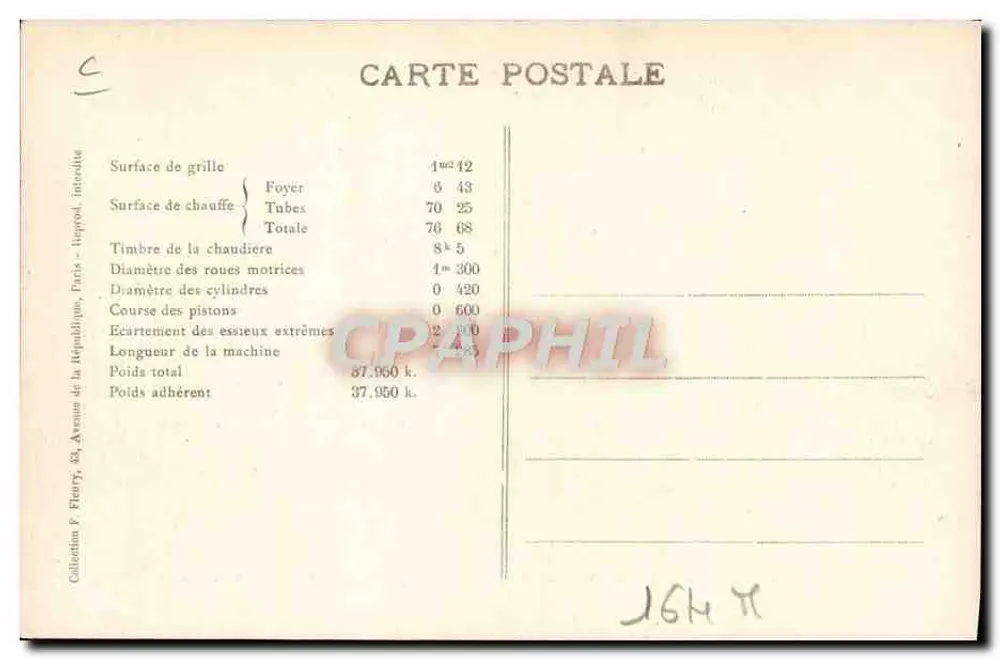 Mecânico de máquina N° 30.623 — 3 eixos acoplados — As Locomotivas Francesas (Estado) - Verso