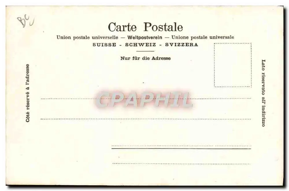 Ein Mann und eine Katze an einer Wand — Weinwerbung — F. Geering, Lith., Aarau, n°2 - Rückseite