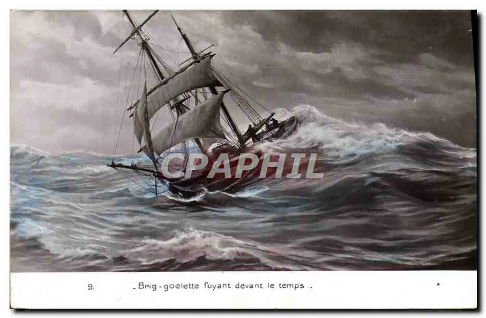 Brig-goelette, die vor der Zeit flieht — Serie 9 — Verlag nicht sichtbar - Vorderseite