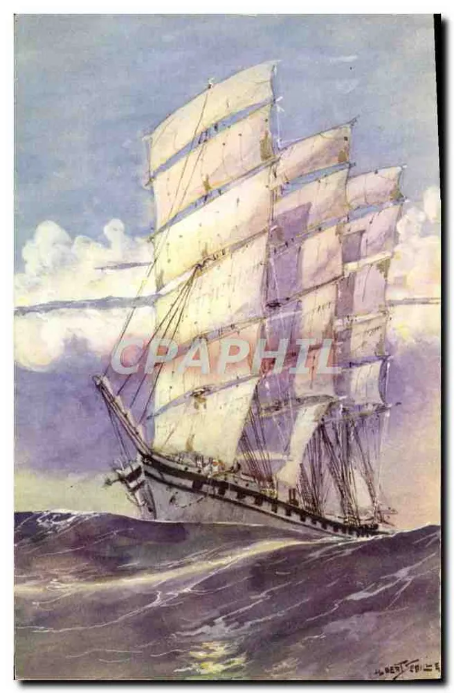 Embarcação Bordes - Século XIX — Aquarela de A. Sebille — Editado pelo COMITÉ NATIONAL DE L'ENFANCE - Frente