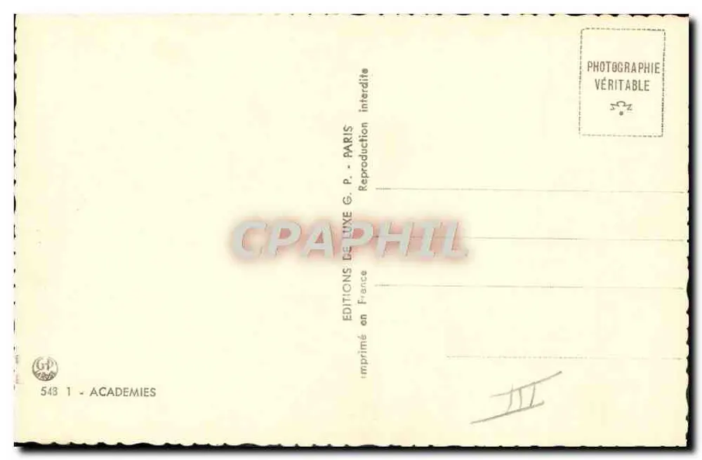 Nu sentado — fotografia artística — Edições de Luxo G.P. Paris, n° 543 1 - Academias - Verso