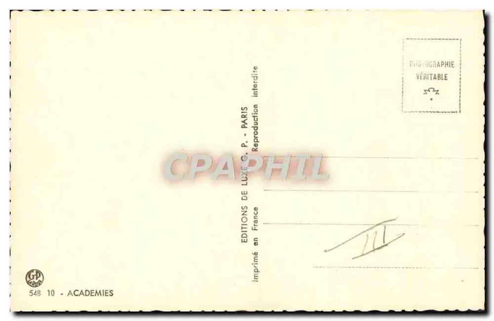 Mulher nua segurando um quadro — Éditions de Luxe G.P. — n° 548 10 - Verso