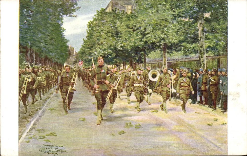 Independence Day — July 4th, 1918 — Avenue Président Wilson, Paris — J.-F. Bouchor - Vorderseite