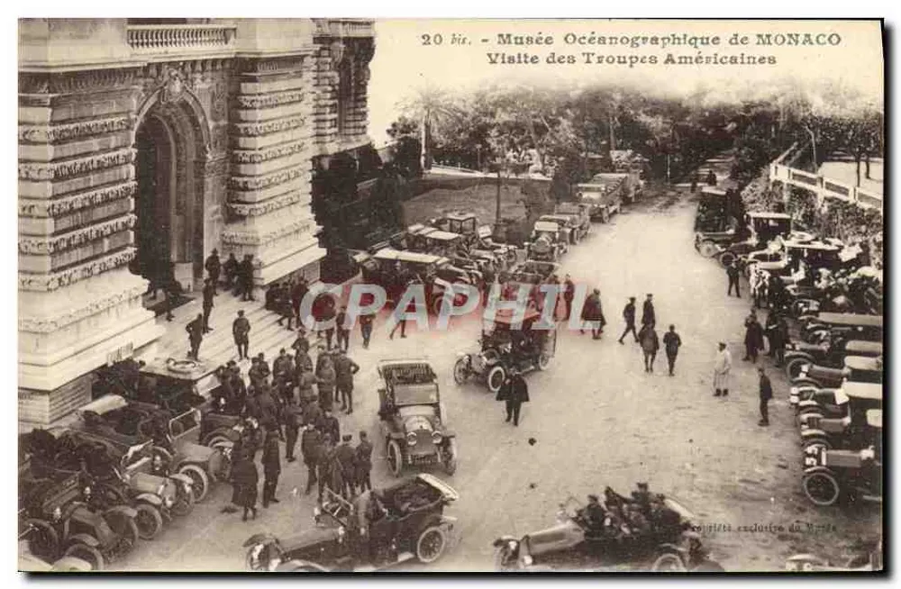 Ozeanografisches Museum von Monaco — Besuch amerikanischer Truppen — Verleger: Ér. Goupil & Cie, Monaco - Vorderseite