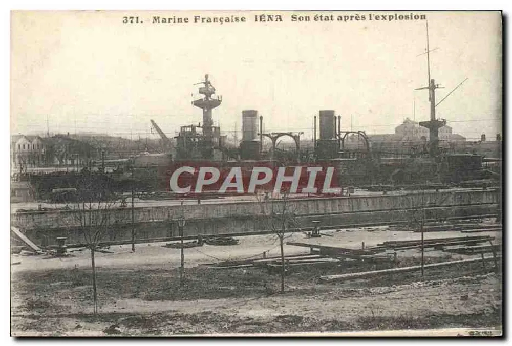 Französisches Kriegsschiff IÉNA — Zustand nach der Explosion — Serie 371, Verlag IÉNA - Vorderseite