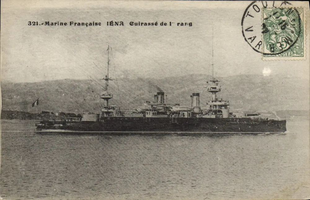 Navio de guerra IÉNA — Marinha Francesa Couraçado de 1º grau — editor desconhecido, n° 321 - Frente