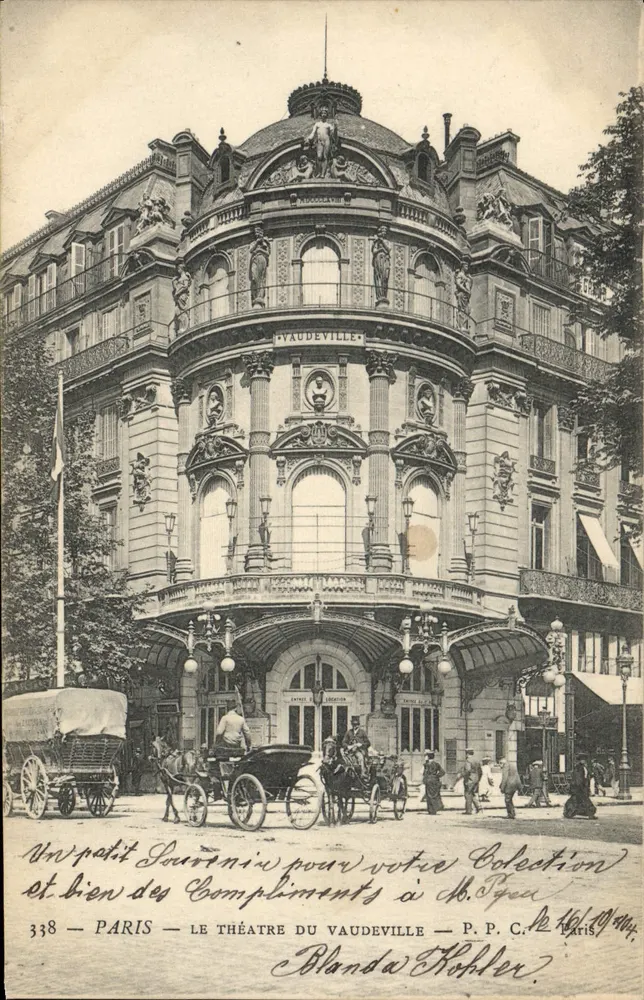 Paris — O Teatro do Vaudeville — P.P.C. Paris n°338 - Frente