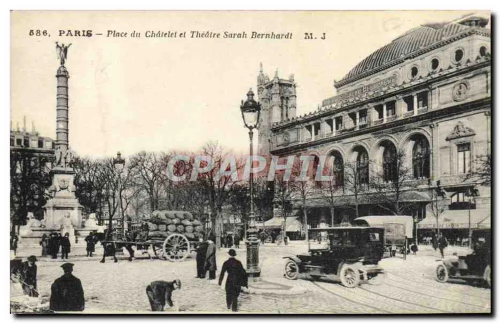 Paris — Place du Châtelet und Théâtre Sarah Bernhardt — M. J. 588 - Vorderseite