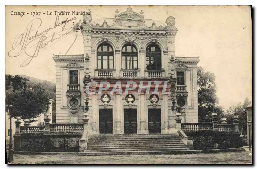 Orange - 1707 - O Teatro Municipal — editor K. Lanoue, Marseille - Frente