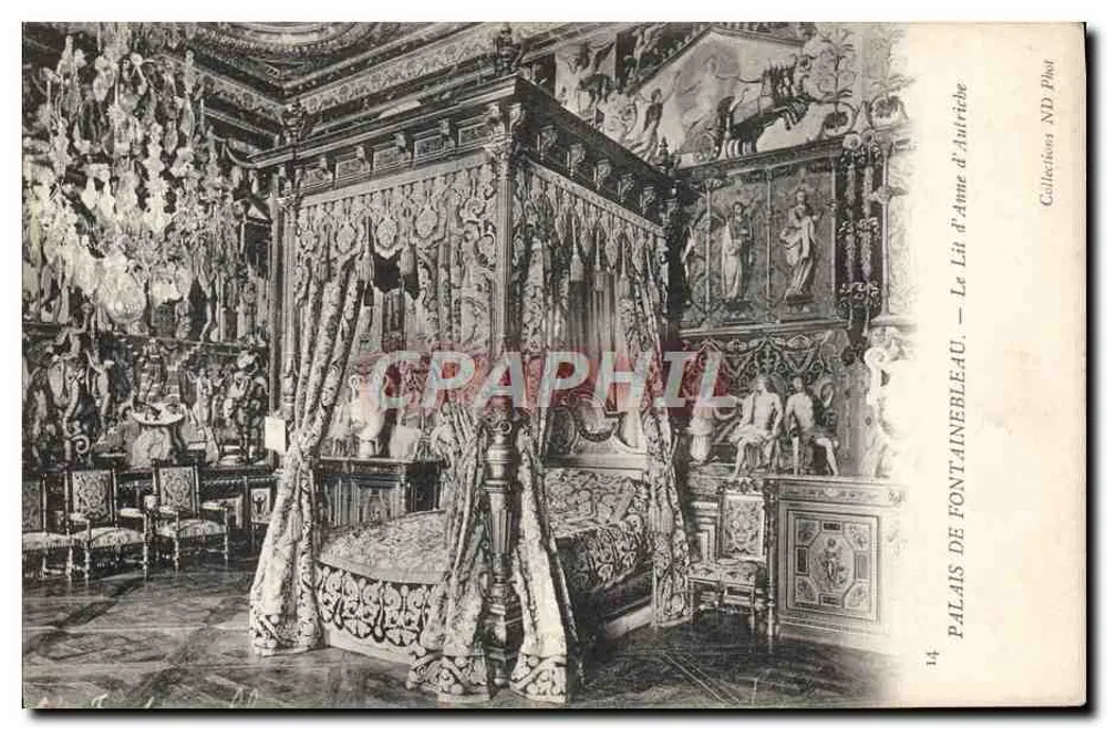 Schloss Fontainebleau — Das Bett von Anne von Österreich — Collections ND Phot - Vorderseite